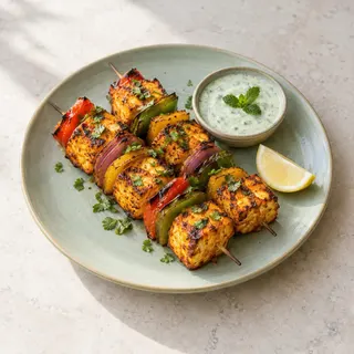 Tandoori paneer skewers